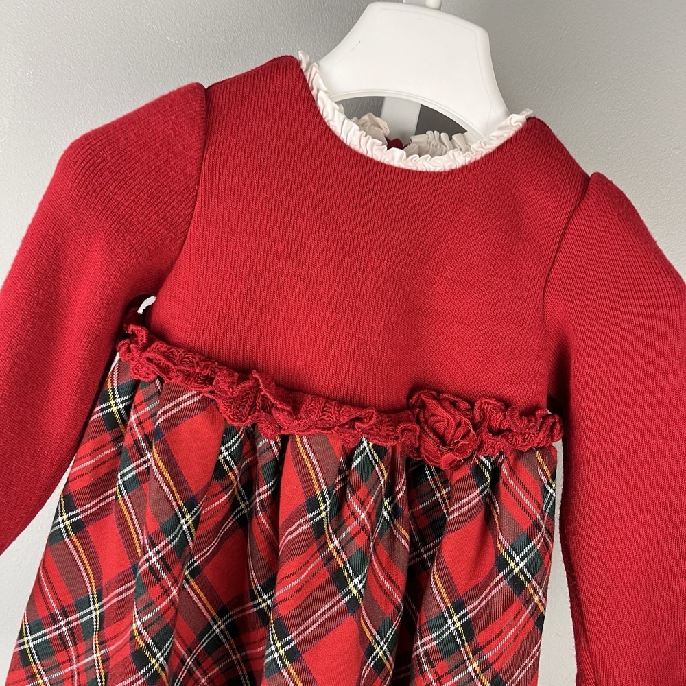 Mayoral Baby Girl Christmas Dress 18M Red Tartan Plaid Holiday